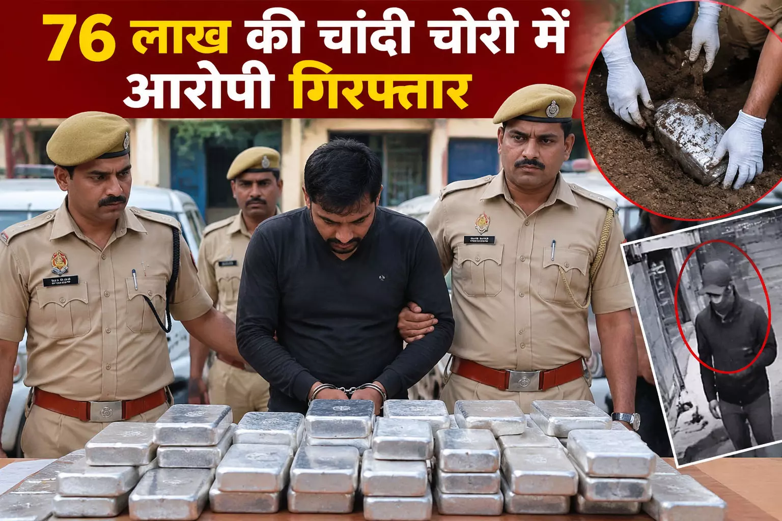 76 लाख की चांदी चोरी में आरोपी गिरफ्तार 76 लाख की चांदी चोरी में आरोपी गिरफ्तार