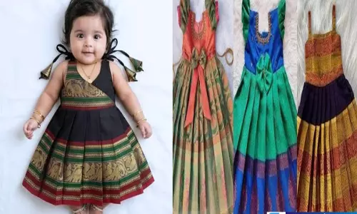 पुरानी साड़ी से तैयार करें बिटिया की स्टाइलिश ड्रेस  देखें 7 डिजाइन