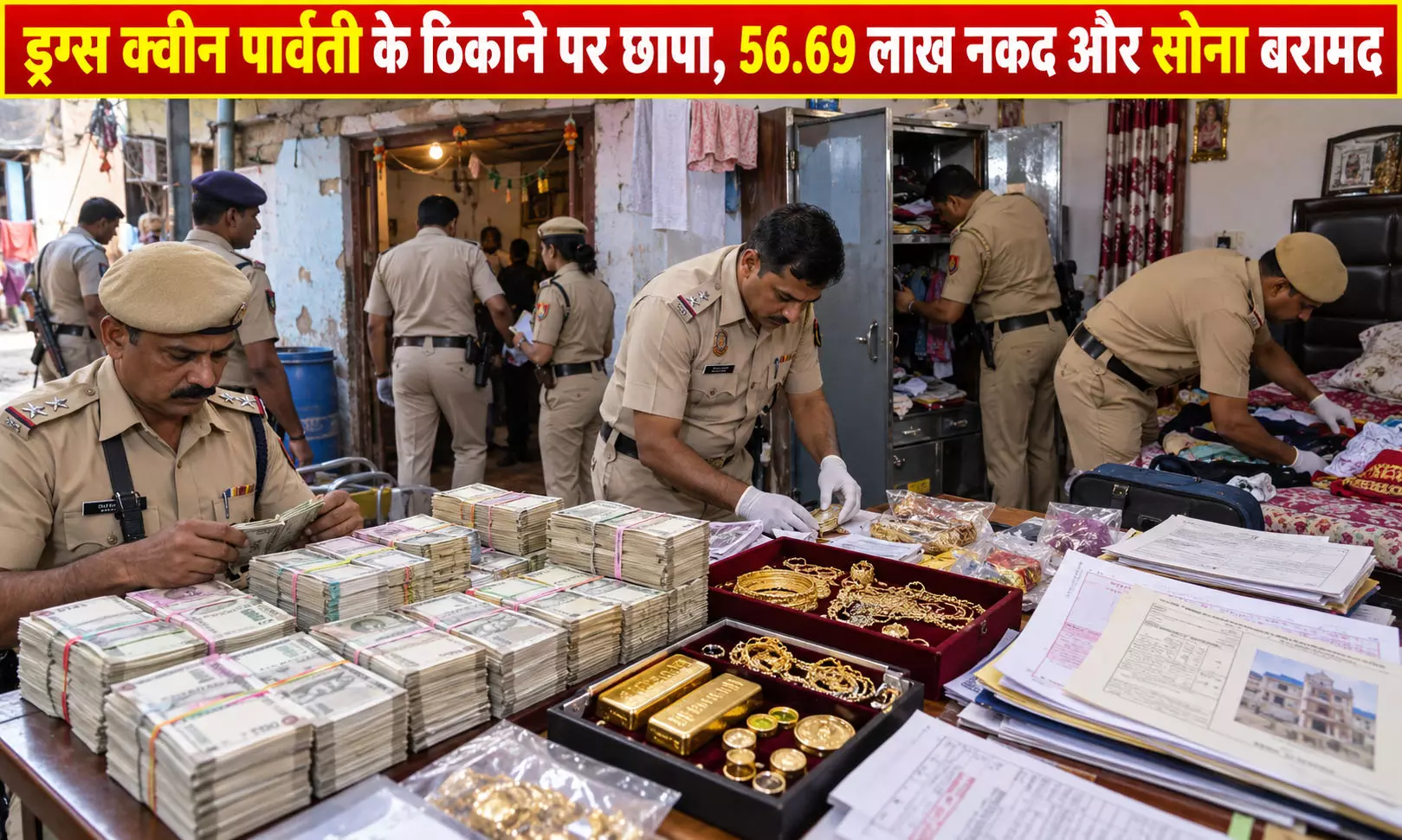 ड्रग्स क्वीन पार्वती के ठिकाने पर छापा, 56.69 लाख नकद और सोना बरामद ड्रग्स क्वीन पार्वती के ठिकाने पर छापा, 56.69 लाख नकद और सोना बरामद