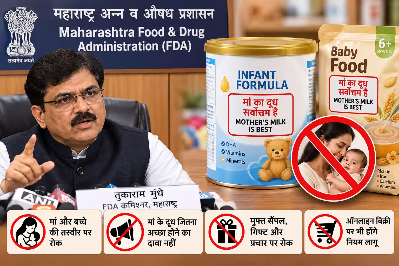 बेबी फूड पैकेट पर मां का दूध सर्वोत्तम लिखना जरूरी, महाराष्ट्र FDA ने सख्त किए नियम बेबी फूड पैकेट पर मां का दूध सर्वोत्तम लिखना जरूरी, महाराष्ट्र FDA ने सख्त किए नियम