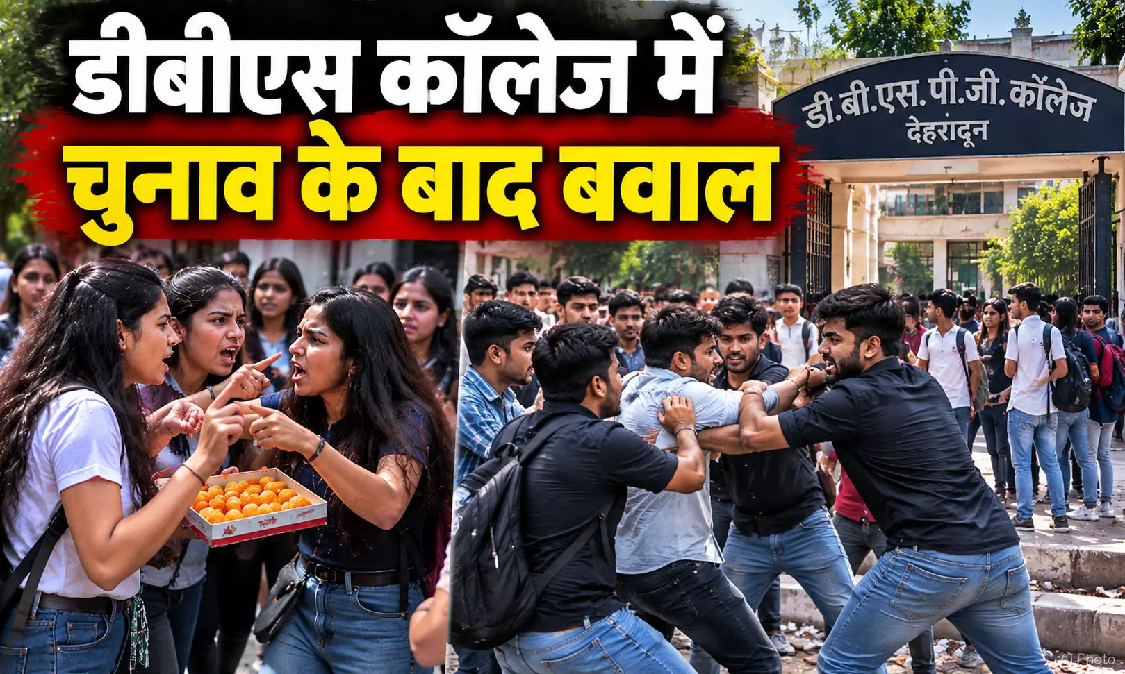 डीबीएस कॉलेज में चुनाव के बाद बवाल डीबीएस कॉलेज में चुनाव के बाद बवाल