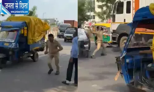नो-एंट्री में घुस रहे ट्रक पर कांस्टेबल ने फेंकी ईंट, खिड़की का कांच टूटा नो-एंट्री में घुस रहे ट्रक पर कांस्टेबल ने फेंकी ईंट, खिड़की का कांच टूटा