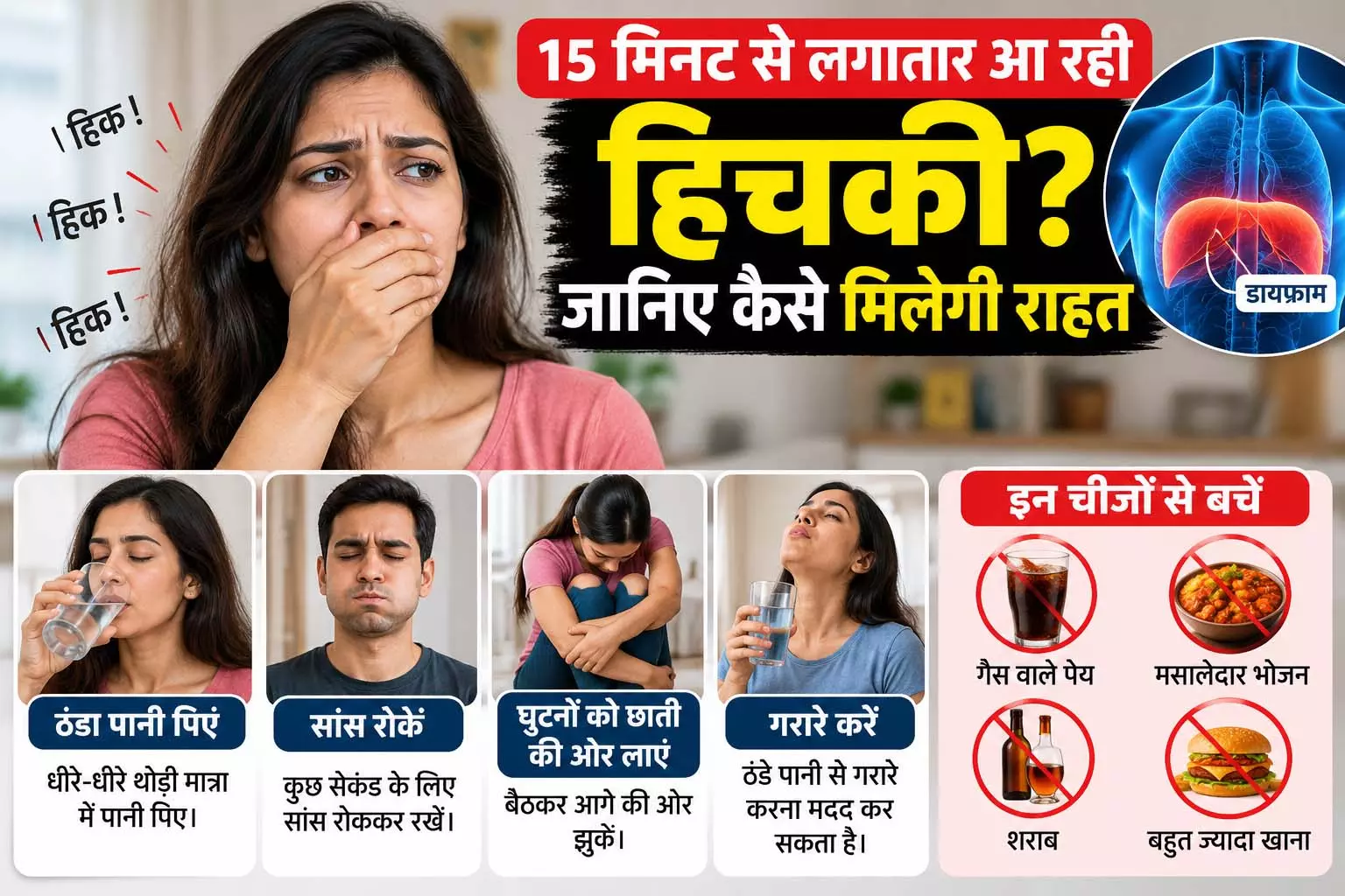 रुकने का नाम नहीं ले रही हिचकी? जानें तुरंत राहत पाने के आसान तरीके रुकने का नाम नहीं ले रही हिचकी? जानें तुरंत राहत पाने के आसान तरीके