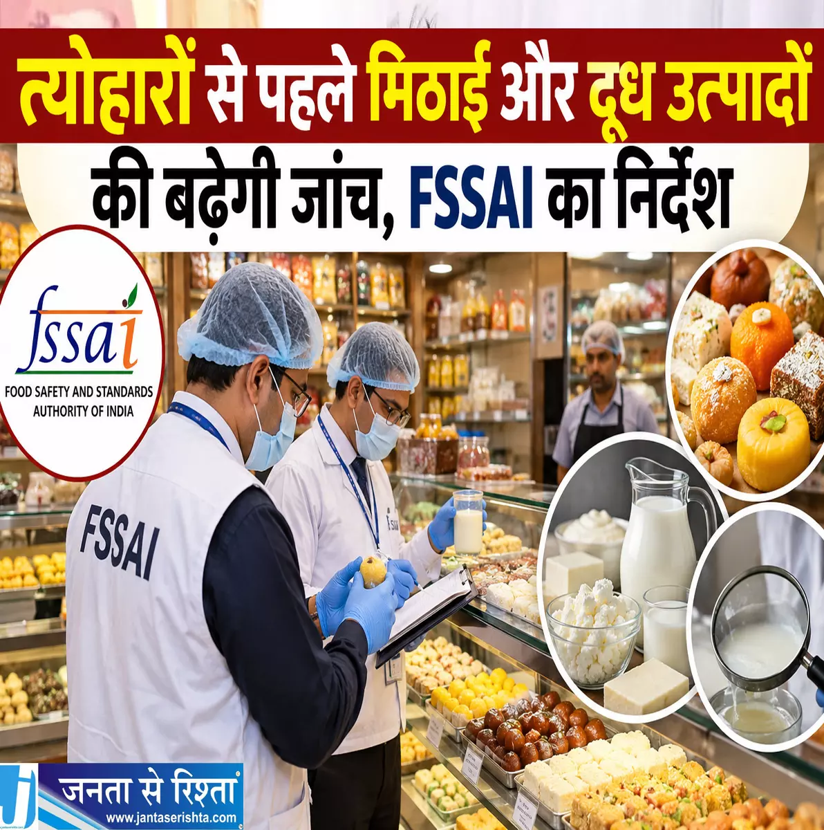 त्योहारों से पहले मिठाई और दूध उत्पादों की बढ़ेगी जांच, FSSAI का निर्देश त्योहारों से पहले मिठाई और दूध उत्पादों की बढ़ेगी जांच, FSSAI का निर्देश