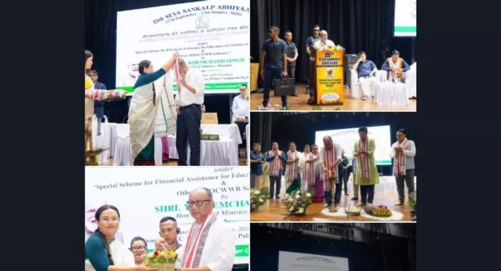 मणिपुर: सीएम एन बीरेन सिंह ने विस्थापित मजदूरों को दी राहत सामग्री