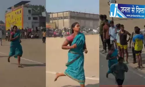 साड़ी में नंगे पैर दौड़ी महिला, 6 मिनट में पूरा किया 1600 मीटर