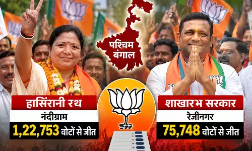 बंगाल उपचुनाव में भाजपा की बड़ी जीत, नंदीग्राम में हासिरानी रथ ने 1.22 लाख वोटों से मारी बाजी बंगाल उपचुनाव में भाजपा की बड़ी जीत, नंदीग्राम में हासिरानी रथ ने 1.22 लाख वोटों से मारी बाजी
