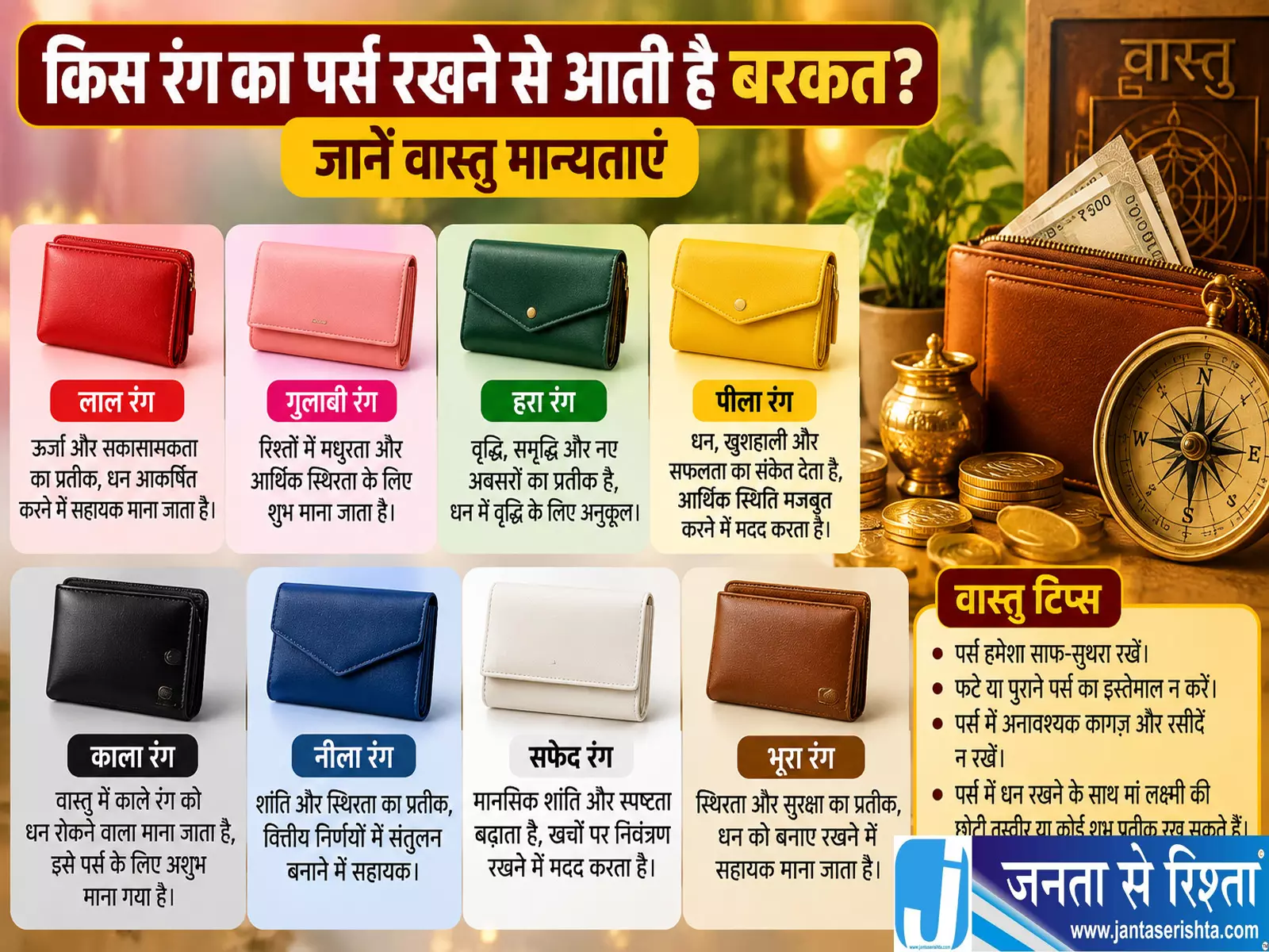 किस रंग का पर्स रखने से आती है बरकत जानें वास्तु मान्यताएं किस रंग का पर्स रखने से आती है बरकत जानें वास्तु मान्यताएं