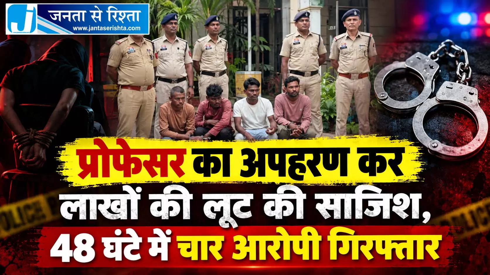 प्रोफेसर का अपहरण कर लाखों की लूट की साजिश, 48 घंटे में चार आरोपी गिरफ्तार प्रोफेसर का अपहरण कर लाखों की लूट की साजिश, 48 घंटे में चार आरोपी गिरफ्तार