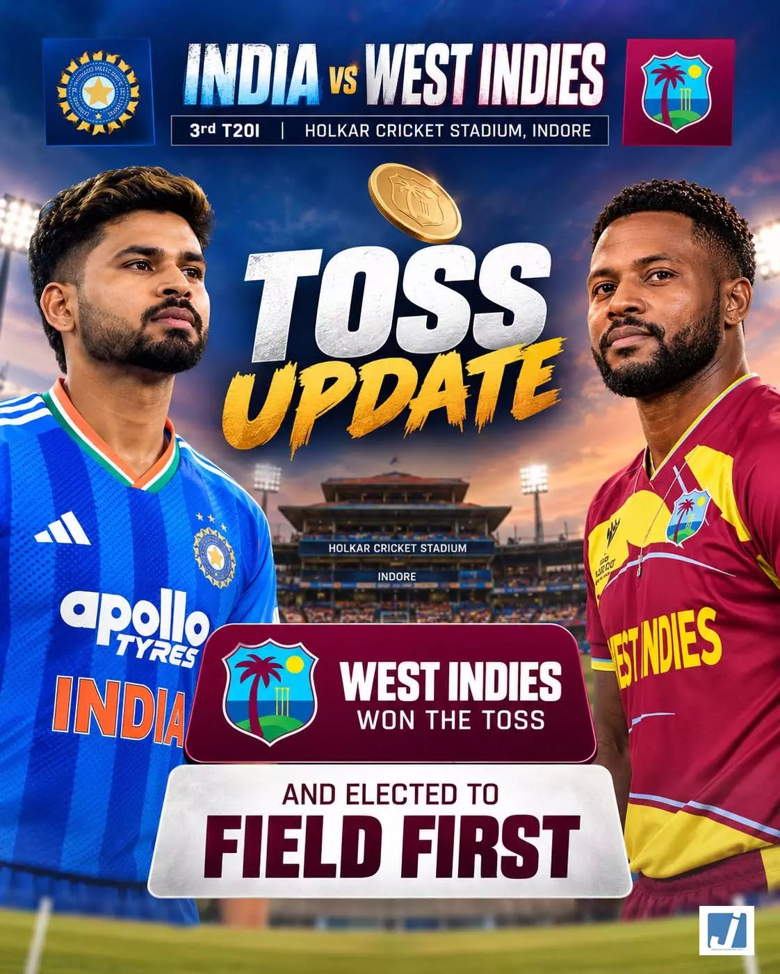 IND vs WI 3rd T20I: वेस्टइंडीज ने जीता टॉस, भारत को पहले बल्लेबाजी का न्योता IND vs WI 3rd T20I: वेस्टइंडीज ने जीता टॉस, भारत को पहले बल्लेबाजी का न्योता