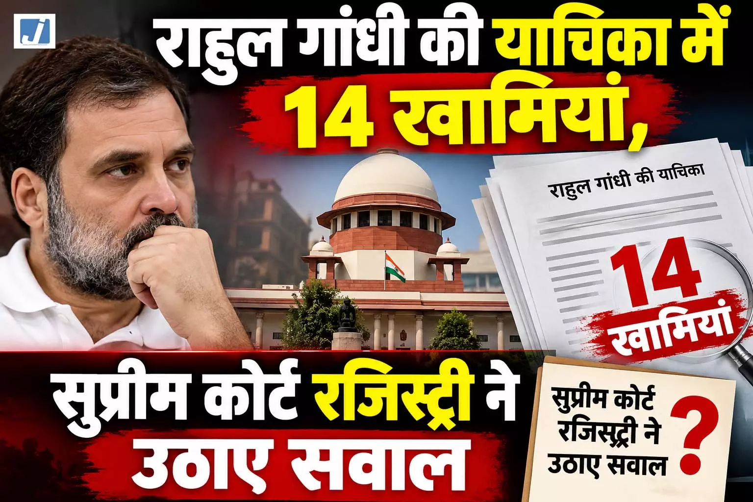 राहुल गांधी की याचिका में 14 खामियां, सुप्रीम कोर्ट रजिस्ट्री ने उठाए सवाल राहुल गांधी की याचिका में 14 खामियां, सुप्रीम कोर्ट रजिस्ट्री ने उठाए सवाल