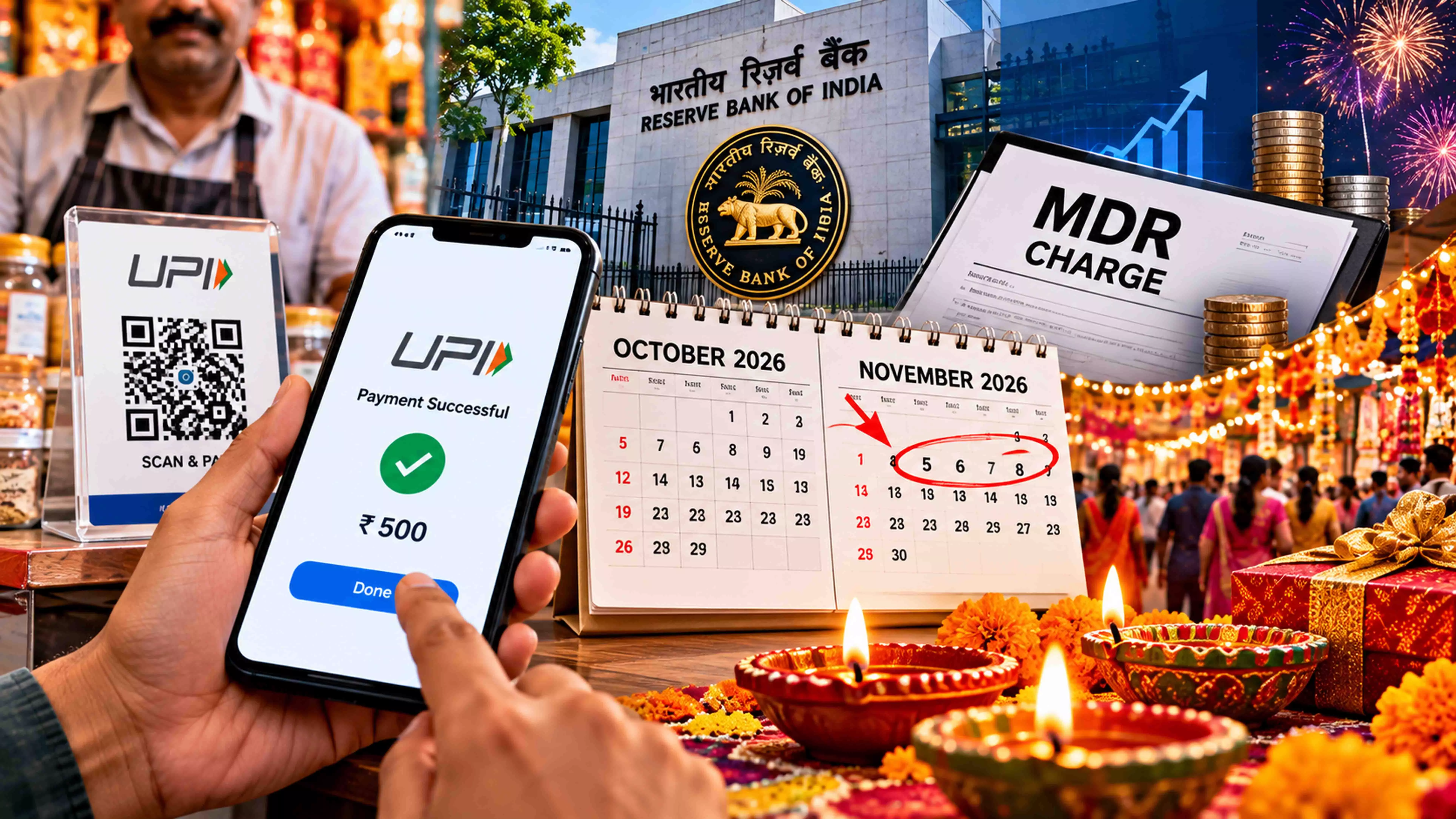 UPI पेमेंट पर MDR चार्ज की तारीख बढ़ी, दिवाली के बाद लागू हो सकता है नया नियम UPI पेमेंट पर MDR चार्ज की तारीख बढ़ी, दिवाली के बाद लागू हो सकता है नया नियम