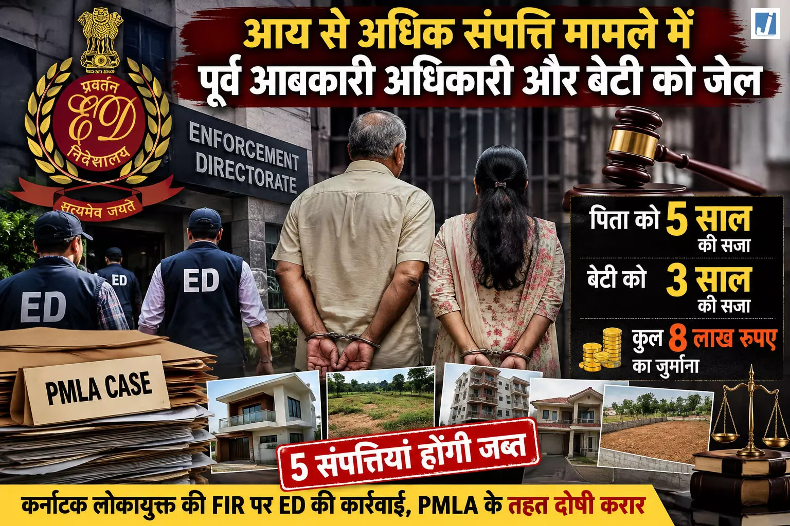 ED की बड़ी कार्रवाई,पूर्व आबकारी अधिकारी-बेटी को जेल, 5 संपत्तियां होंगी जब्त ED की बड़ी कार्रवाई,पूर्व आबकारी अधिकारी-बेटी को जेल, 5 संपत्तियां होंगी जब्त