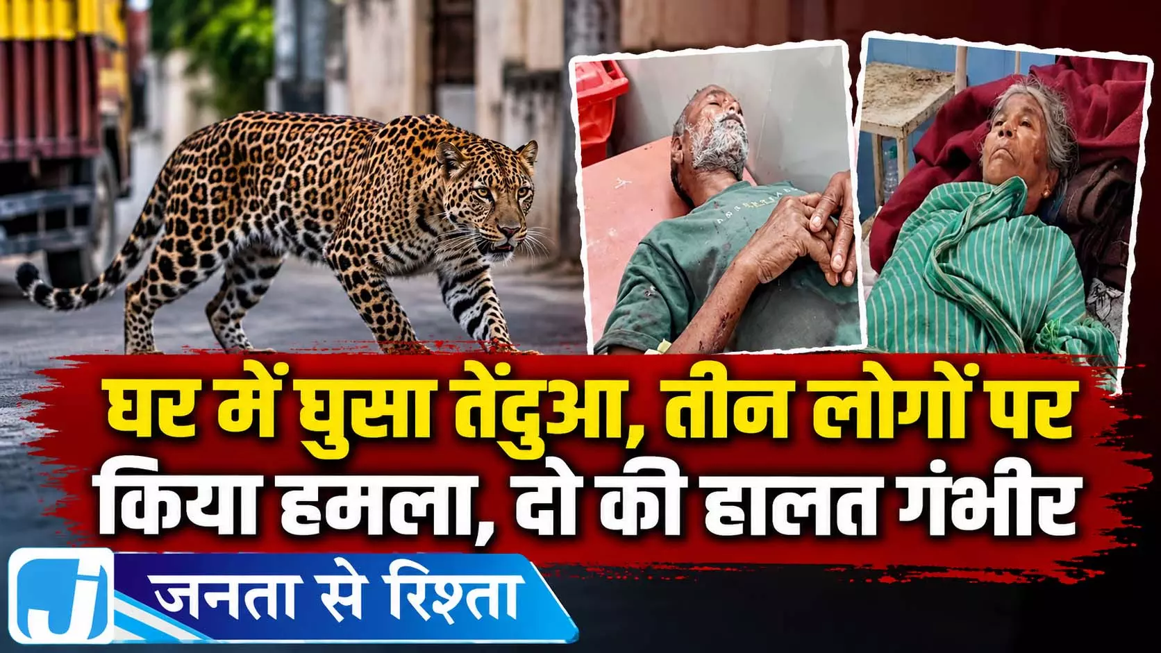 घर में घुसा तेंदुआ, तीन लोगों पर किया हमला, दो की हालत गंभीर घर में घुसा तेंदुआ, तीन लोगों पर किया हमला, दो की हालत गंभीर