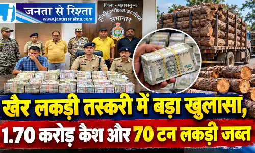 खैर लकड़ी तस्करी में बड़ा खुलासा, 1.70 करोड़ कैश और 70 टन लकड़ी जब्त खैर लकड़ी तस्करी में बड़ा खुलासा, 1.70 करोड़ कैश और 70 टन लकड़ी जब्त