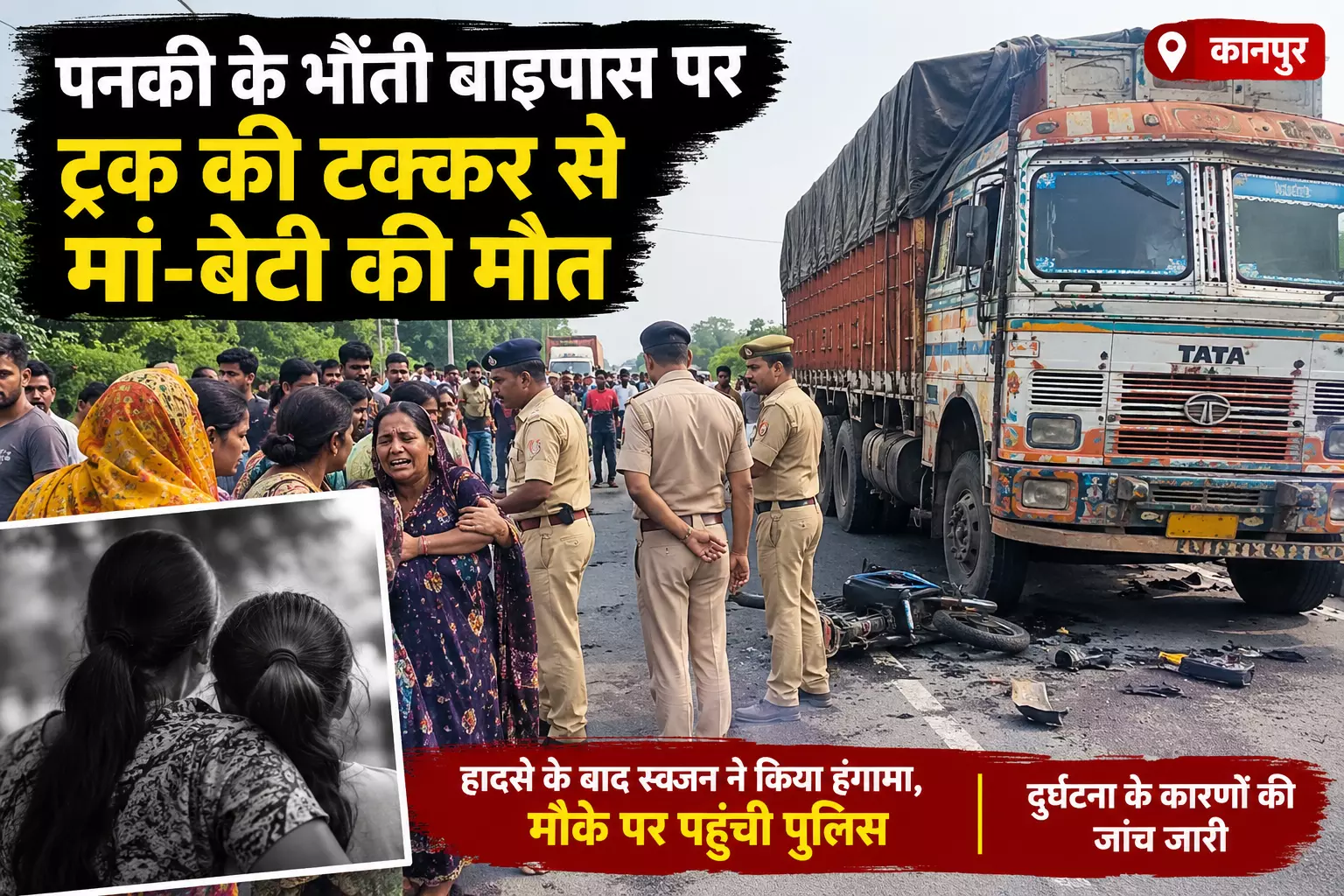 कानपुर में ट्रक ने मां-बेटी को कुचला, मौत कानपुर में ट्रक ने मां-बेटी को कुचला, मौत
