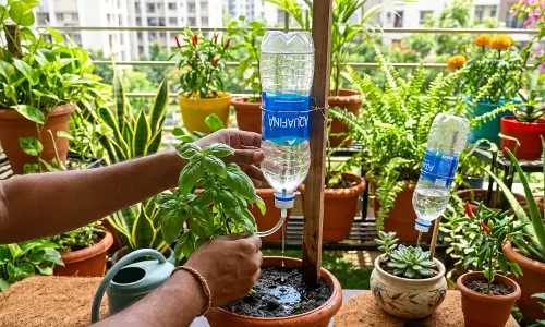 छुट्टियों में पौधों को पानी देने का आसान जुगाड़ छुट्टियों में पौधों को पानी देने का आसान जुगाड़