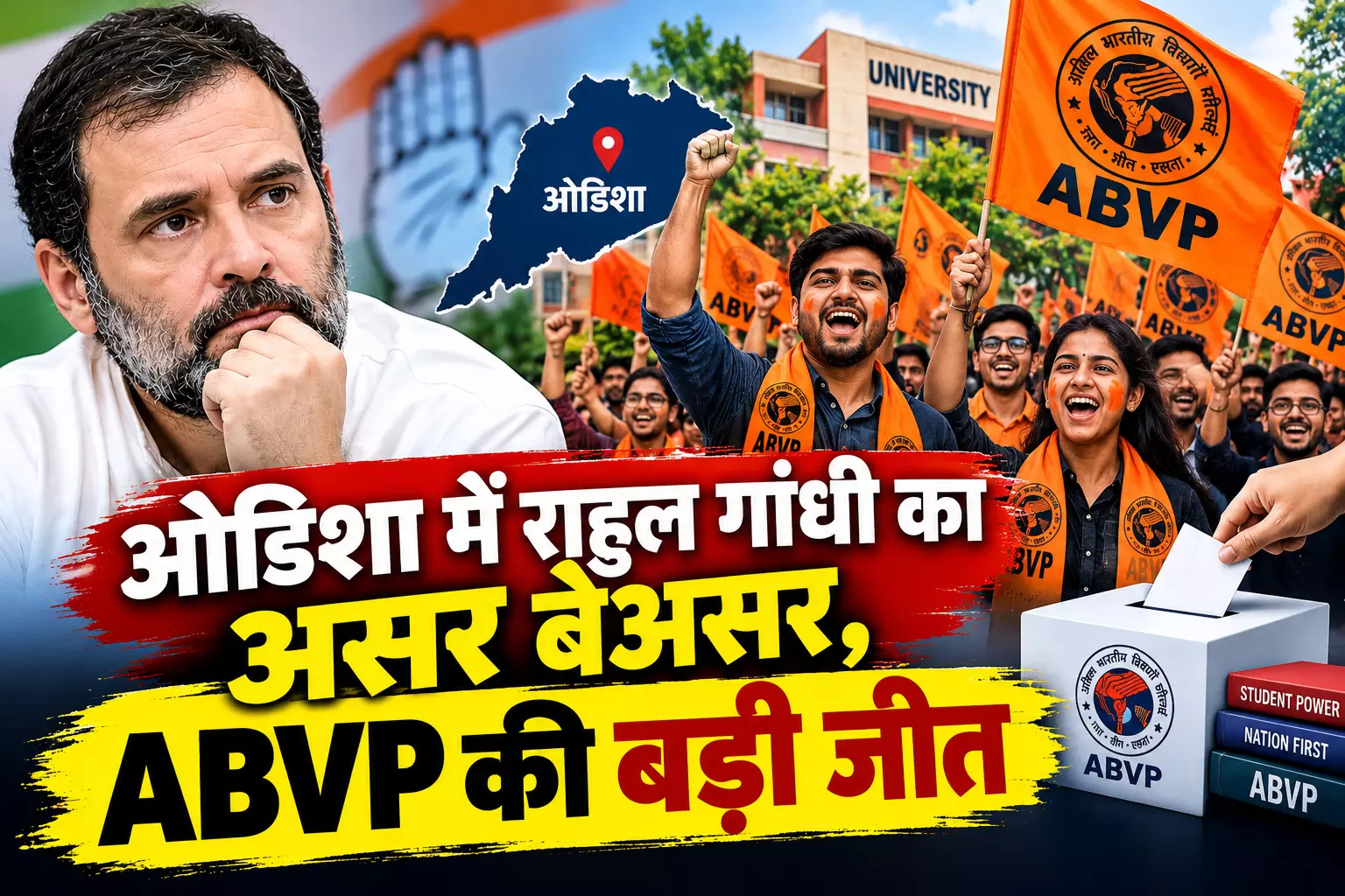 ओडिशा में राहुल गांधी का असर बेअसर, ABVP की बड़ी जीत ओडिशा में राहुल गांधी का असर बेअसर, ABVP की बड़ी जीत