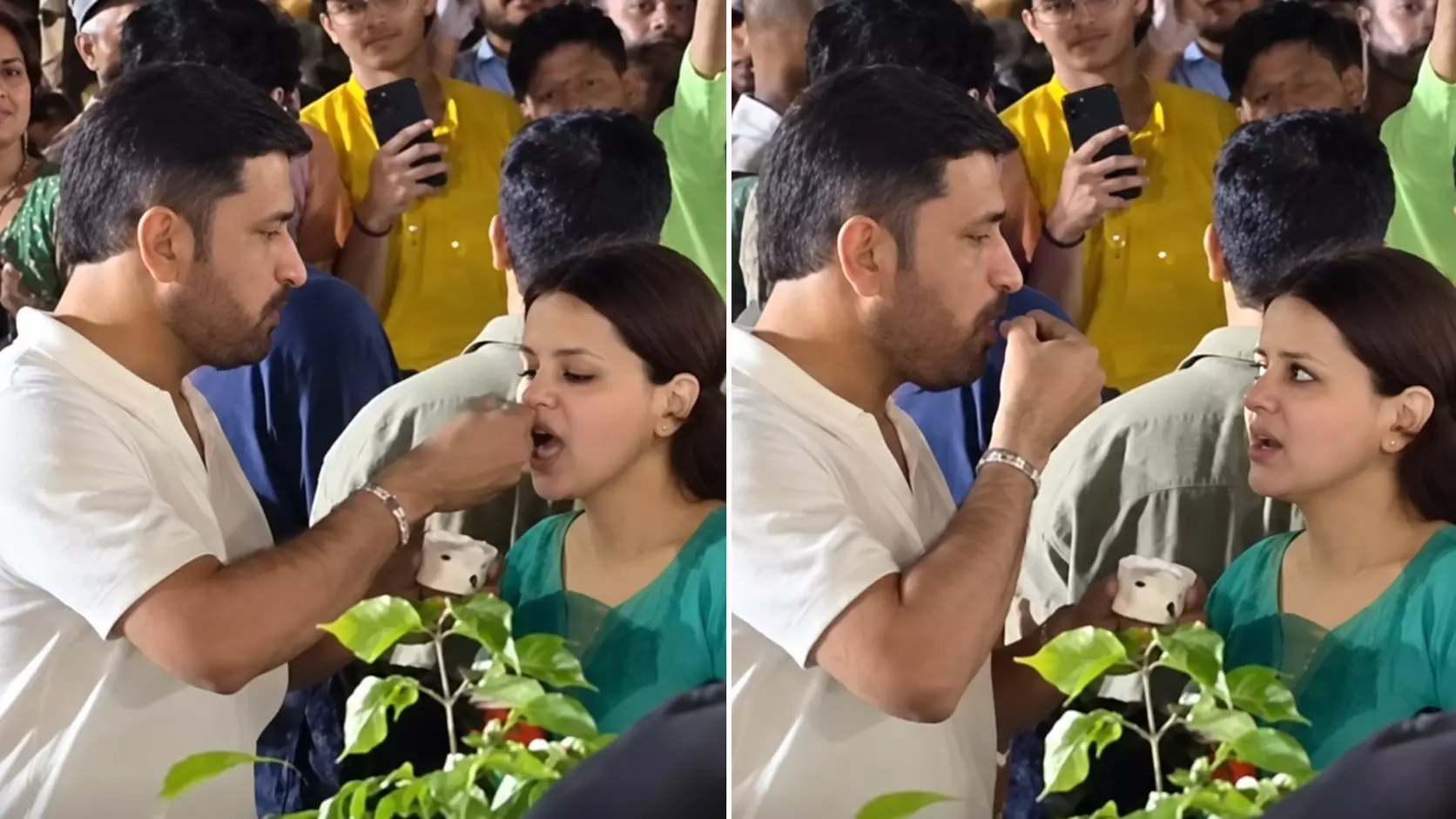 अंबानी के नवरात्रि समारोह में धोनी-साक्षी का आइसक्रीम प्रैंक, वीडियो वायरल अंबानी के नवरात्रि समारोह में धोनी-साक्षी का आइसक्रीम प्रैंक, वीडियो वायरल