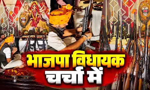 राजा भैया के बाद भाजपा विधायक बृजभूषण चर्चा में, 200 हथियार 151 तलवारों का पूजन किया