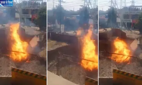 भोपाल में मेट्रो निर्माण के दौरान गैस पाइपलाइन में लगी आग भोपाल में मेट्रो निर्माण के दौरान गैस पाइपलाइन में लगी आग