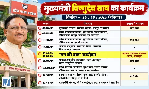मुख्यमंत्री विष्णुदेव साय का कल रायपुर में कार्यक्रम