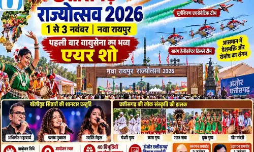 CG राज्योत्सव 2026 में पहली बार वायुसेना का एयर शो, बॉलीवुड सितारे सजाएंगे महफिल, अमित शाह करेंगे समापन CG राज्योत्सव 2026 में पहली बार वायुसेना का एयर शो, बॉलीवुड सितारे सजाएंगे महफिल, अमित शाह करेंगे समापन