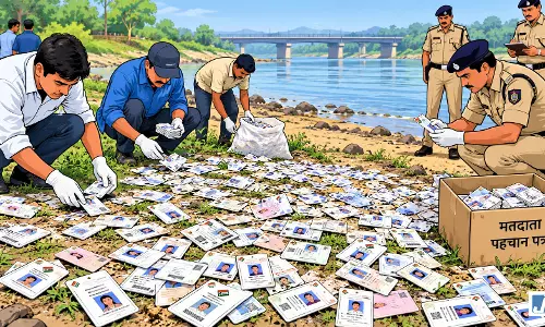 नर्मदा किनारे मिले हजारों वोटर आईडी कार्ड, कांग्रेस ने की FIR दर्ज करने की मांग