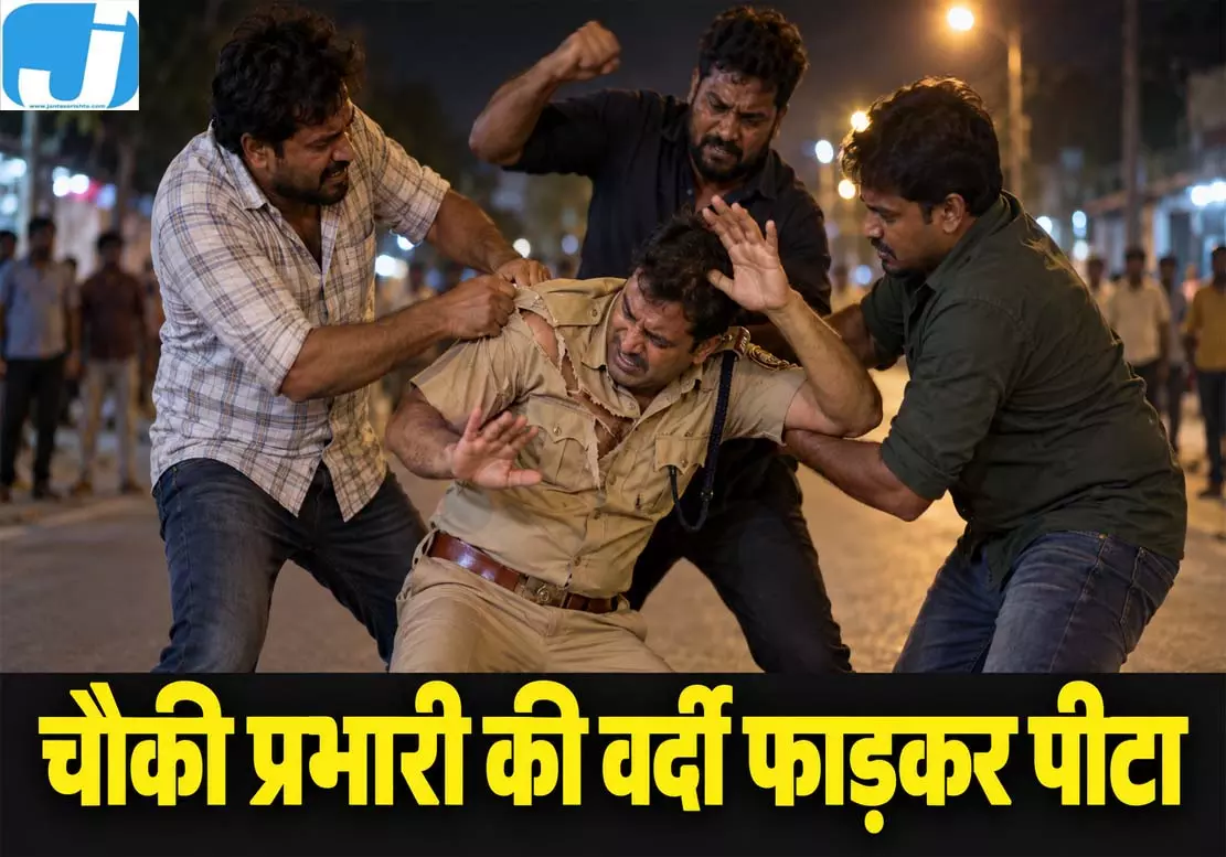 कार जलाने से रोका तो चौकी प्रभारी पर टूट पड़ी भीड़ कार जलाने से रोका तो चौकी प्रभारी पर टूट पड़ी भीड़