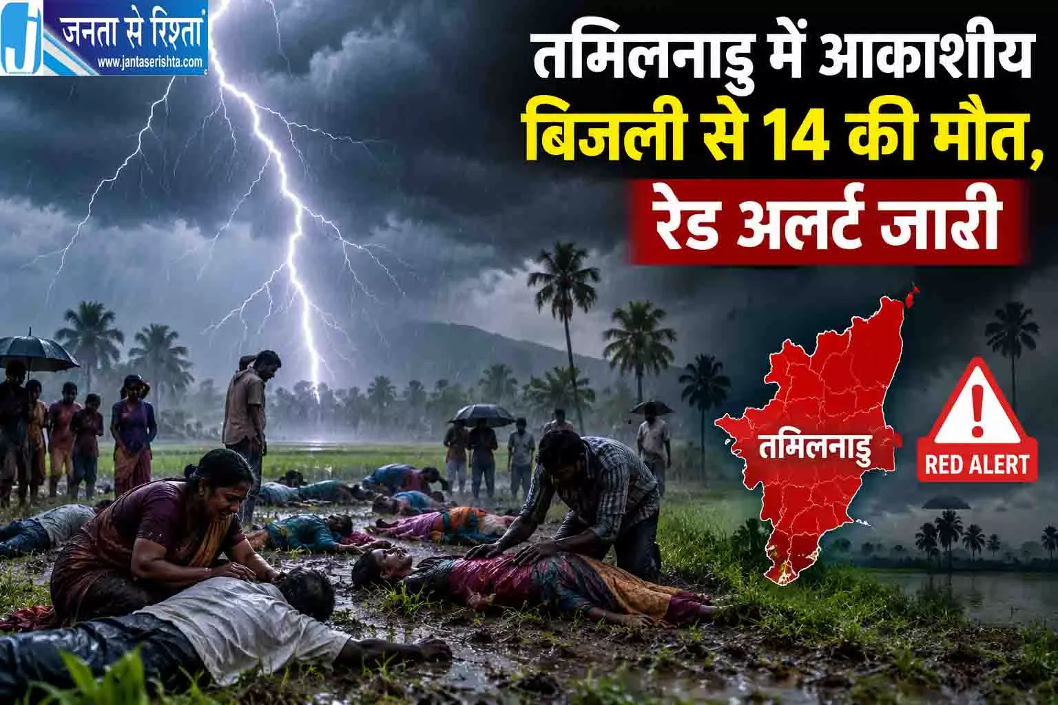 तमिलनाडु में आकाशीय बिजली से 14 की मौत, रेड अलर्ट जारी तमिलनाडु में आकाशीय बिजली से 14 की मौत, रेड अलर्ट जारी