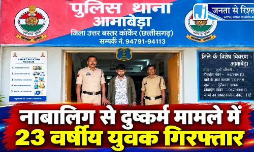 नाबालिग से दुष्कर्म मामले में 23 वर्षीय युवक गिरफ्तार