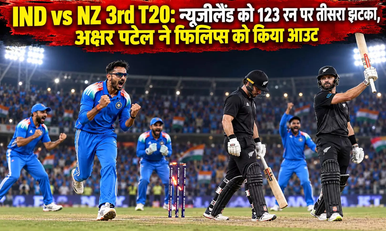 IND vs NZ 3rd T20: न्यूजीलैंड को 123 रन पर तीसरा झटका, अक्षर पटेल ने फिलिप्स को किया आउट IND vs NZ 3rd T20: न्यूजीलैंड को 123 रन पर तीसरा झटका, अक्षर पटेल ने फिलिप्स को किया आउट