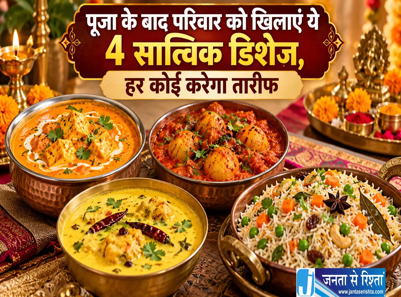 पूजा के बाद परिवार को खिलाएं ये 4 सात्विक डिशेज, हर कोई करेगा तारीफ पूजा के बाद परिवार को खिलाएं ये 4 सात्विक डिशेज, हर कोई करेगा तारीफ