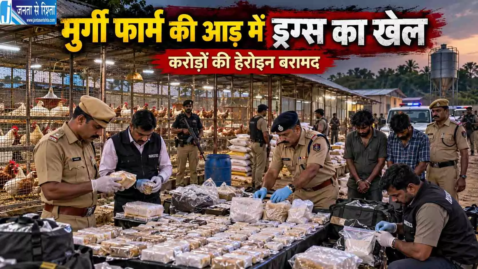 मुर्गी फार्म की आड़ में ड्रग्स का खेल, करोड़ों की हेरोइन बरामद मुर्गी फार्म की आड़ में ड्रग्स का खेल, करोड़ों की हेरोइन बरामद