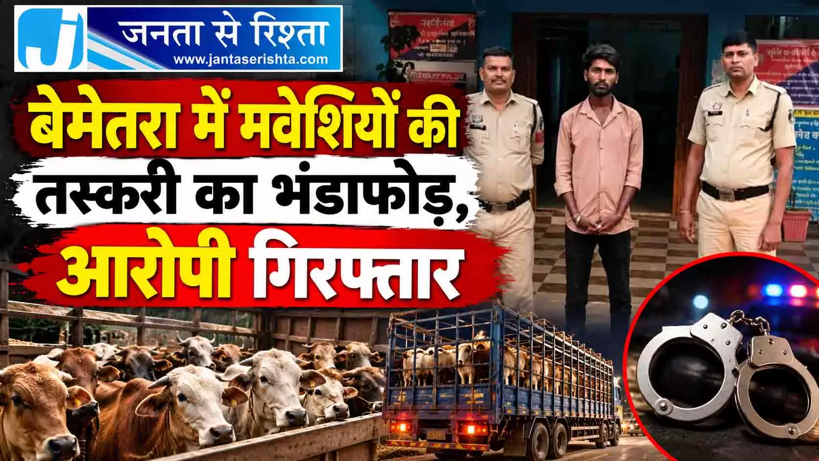 बेमेतरा में मवेशियों की तस्करी का भंडाफोड़, आरोपी गिरफ्तार बेमेतरा में मवेशियों की तस्करी का भंडाफोड़, आरोपी गिरफ्तार