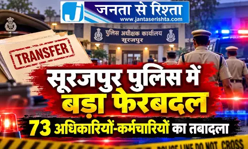 सूरजपुर पुलिस में बड़ा फेरबदल, 73 अधिकारियों-कर्मचारियों का तबादला