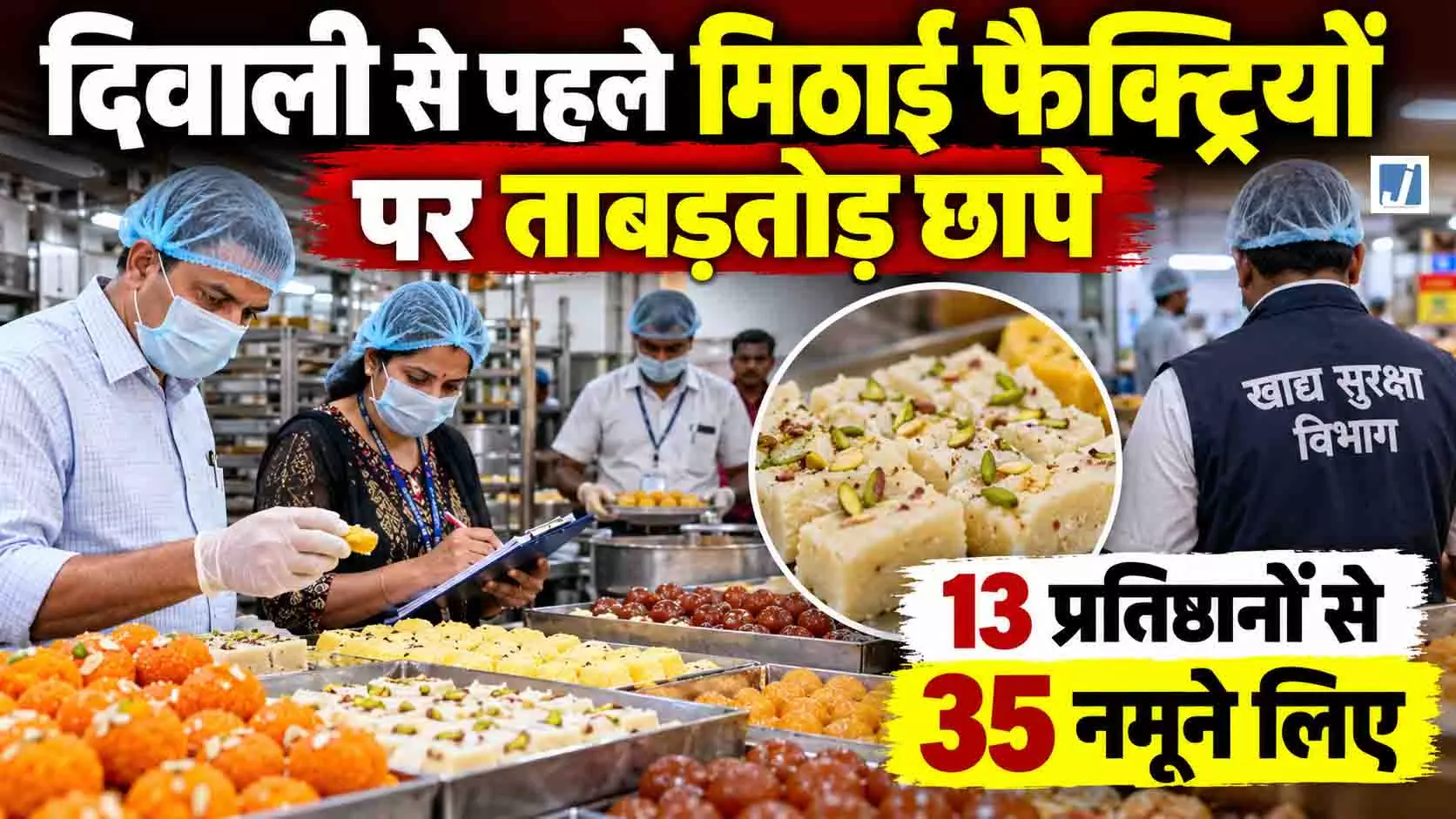 मिठाई कारोबारियों में हड़कंप, 13 निर्माण इकाइयों पर छापा, 35 नमूने जांच के लिए भेजे मिठाई कारोबारियों में हड़कंप, 13 निर्माण इकाइयों पर छापा, 35 नमूने जांच के लिए भेजे