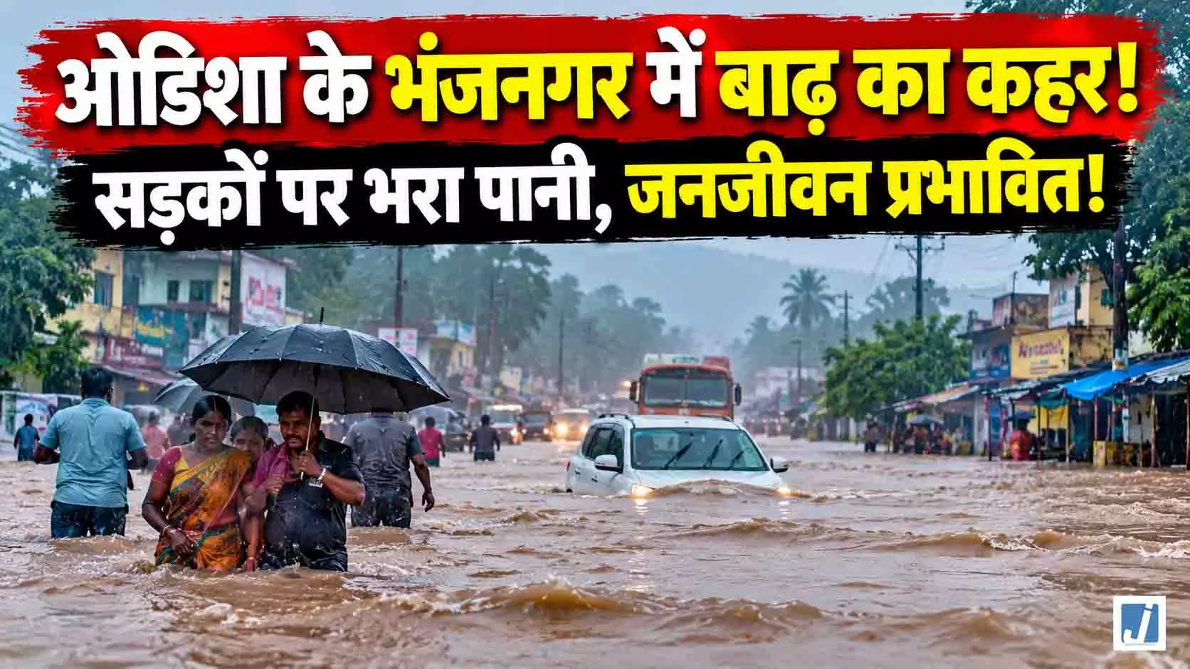 चक्रवात अर्नब से भंजनगर में बाढ़ जैसे हालात, सड़कों पर भरा पानी चक्रवात अर्नब से भंजनगर में बाढ़ जैसे हालात, सड़कों पर भरा पानी