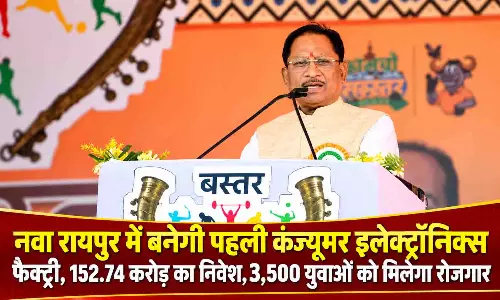 छत्तीसगढ़ में औद्योगिक क्रांति की नई शुरुआत: नवा रायपुर में बनेगी पहली कंज्यूमर इलेक्ट्रॉनिक्स फैक्ट्री, 152.74 करोड़ का निवेश, 3,500 युवाओं को मिलेगा रोजगार
