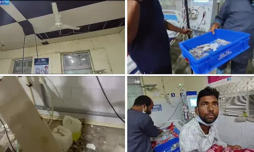 भिंड जिला अस्पताल में डायलिसिस के दौरान गिरी छत, मरीजों के सिर के पास गिरा मलबा, बड़ा हादसा टला भिंड जिला अस्पताल में डायलिसिस के दौरान गिरी छत, मरीजों के सिर के पास गिरा मलबा, बड़ा हादसा टला