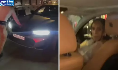 BMW सवार महिला की दबंगई! पुलिसकर्मी के रोकने पर भी बढ़ाती रही कार