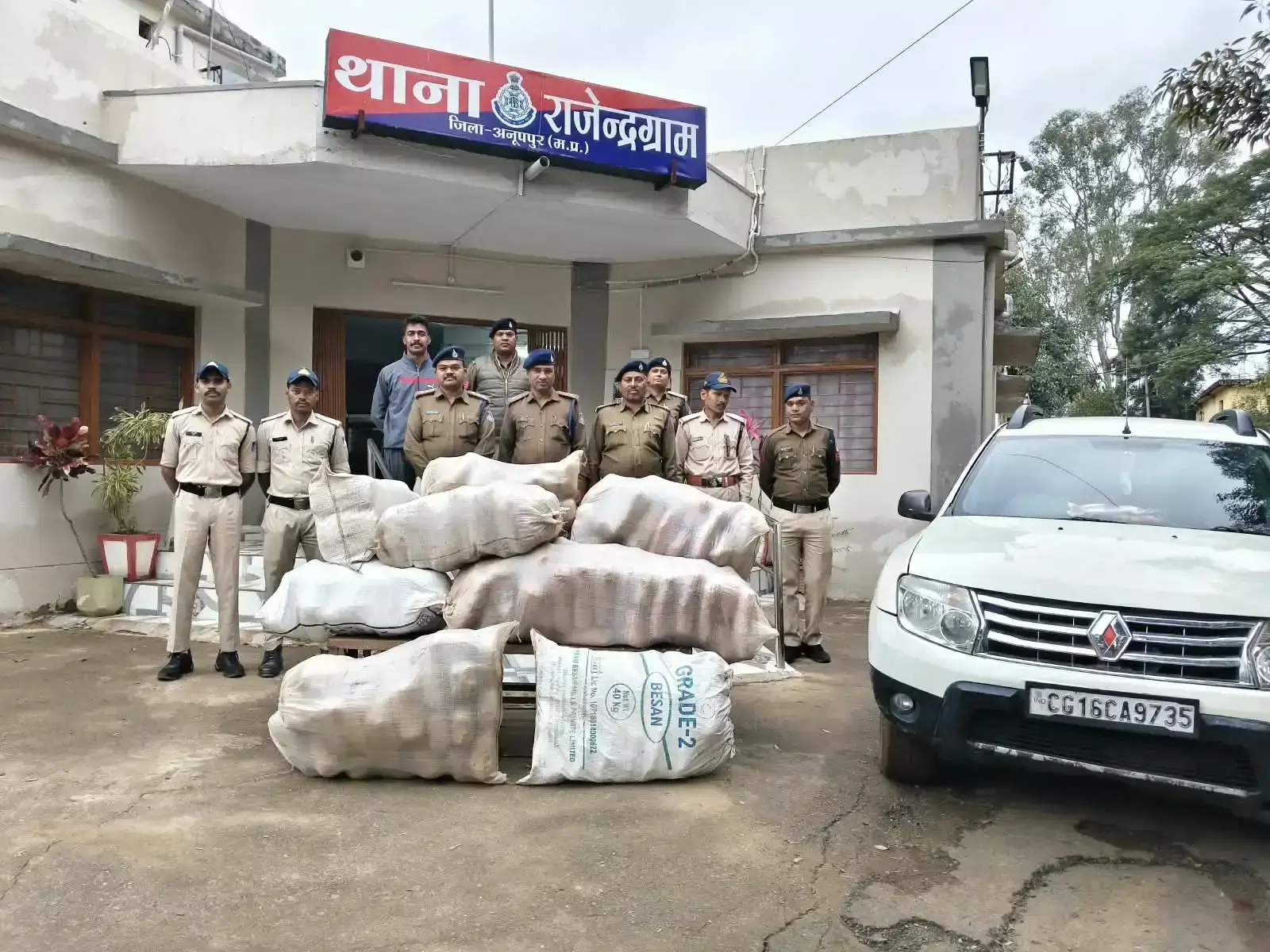 अनूपपुर पुलिस की दबिश, 21 लाख से अधिक का गांजा जब्त